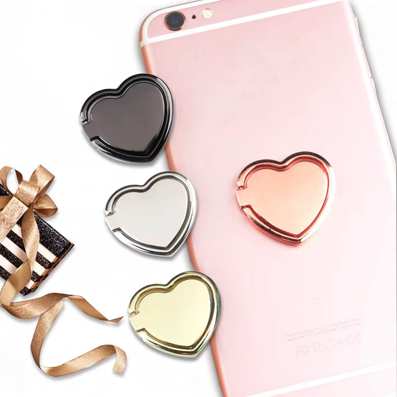 1Pcs Metal Heart Mobile Phone Finger Ring Holder Telephone Support Accessories Magnetic Car Bracket Socket Stand Mobile Phones